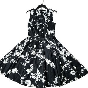 Grace Karin Dress Size Medium Black Floral Sleeveless Back Zip